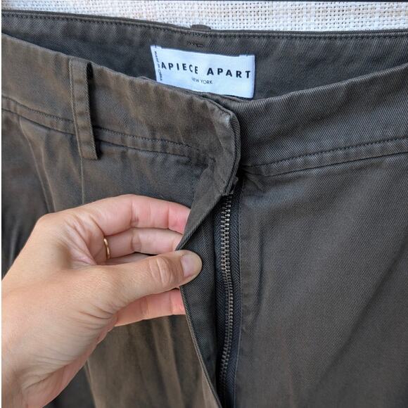 Apiece Apart Mirabelle Deep Olive High-rise Wide Leg Trouser Pants, size 12 - Picture 4 of 9